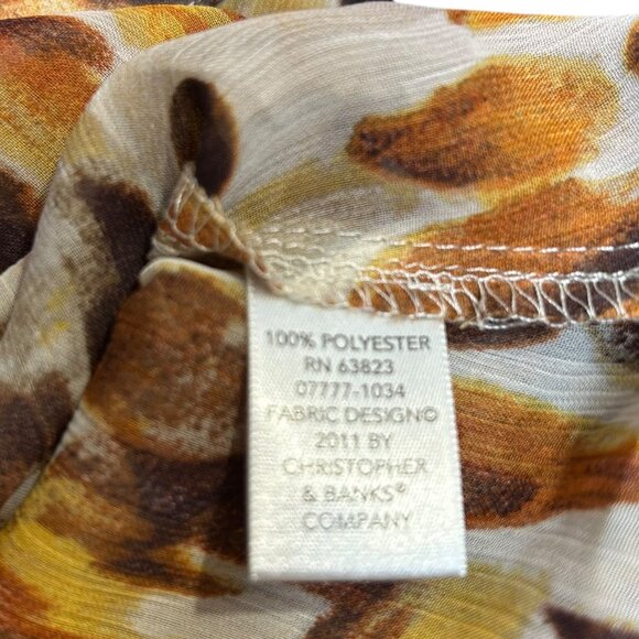 Cj Banks Brown Gold Ruffle Button Front Semi Sheer Blouse Plus Size 3X - Picture 5 of 5